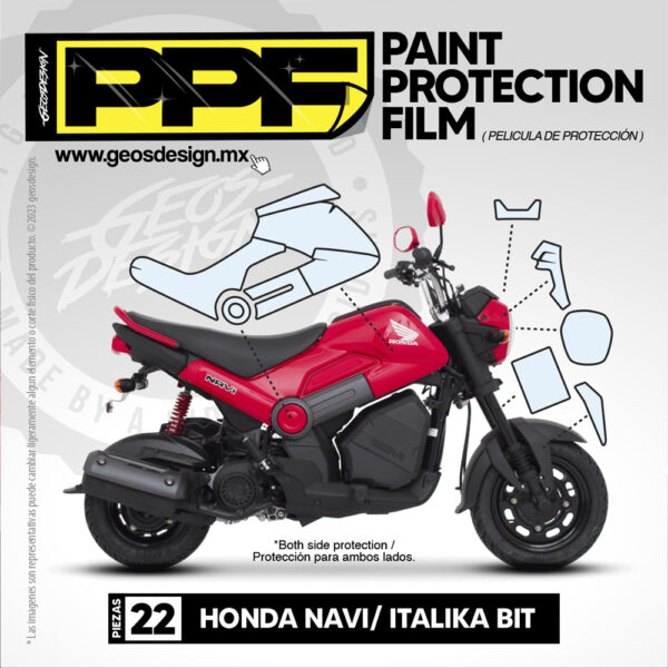 PPF / PELÍCULA DE PROTECCIÓN  - HONDA NAVI / ITALIKA BIT - Imagen 2