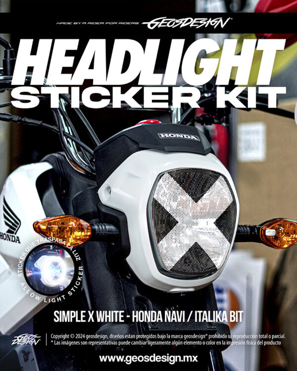 SIMPLE X - HEADLIGHT STICKER KIT - HONDA NAVI / ITALIKA BIT - Imagen 2