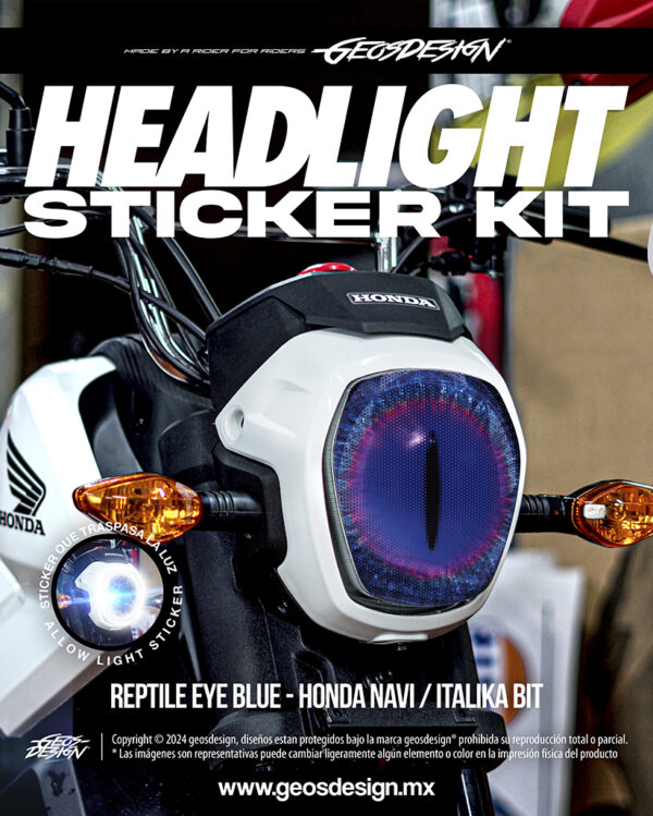 REPTILE EYE - HEADLIGHT STICKER KIT - HONDA NAVI / ITALIKA BIT - Imagen 2