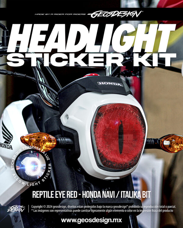 REPTILE EYE - HEADLIGHT STICKER KIT - HONDA NAVI / ITALIKA BIT - Imagen 3