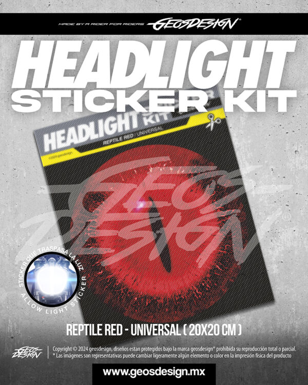 REPTILE - HEADLIGHT STICKER KIT UNIVERSAL ( 20x20 cm ) - Imagen 3