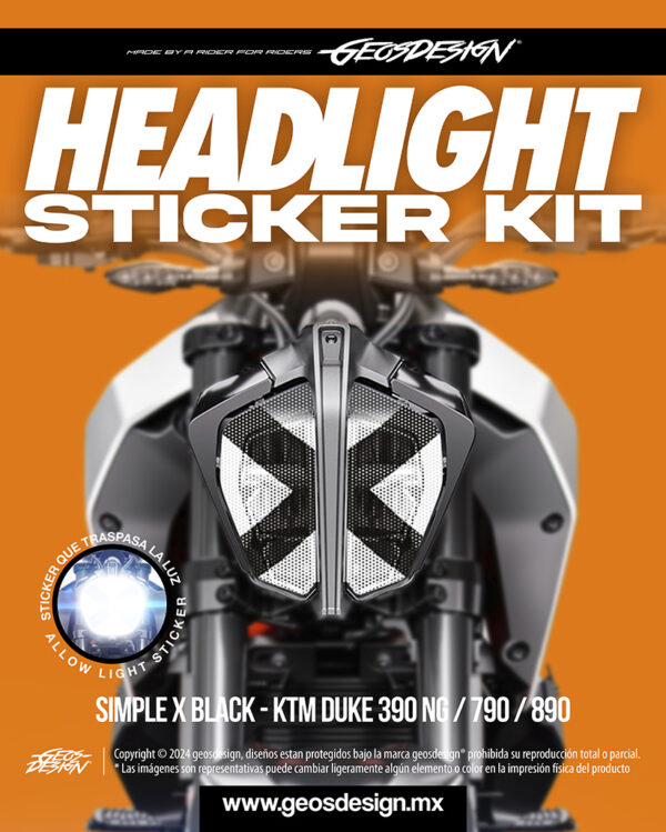 SIMPLE X - HEADLIGHT STICKER KIT - DUKE 390 NG / 790 / 890 - Imagen 2