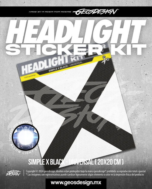 SIMPLE X - HEADLIGHT STICKER KIT UNIVERSAL ( 20x20 cm ) - Imagen 2