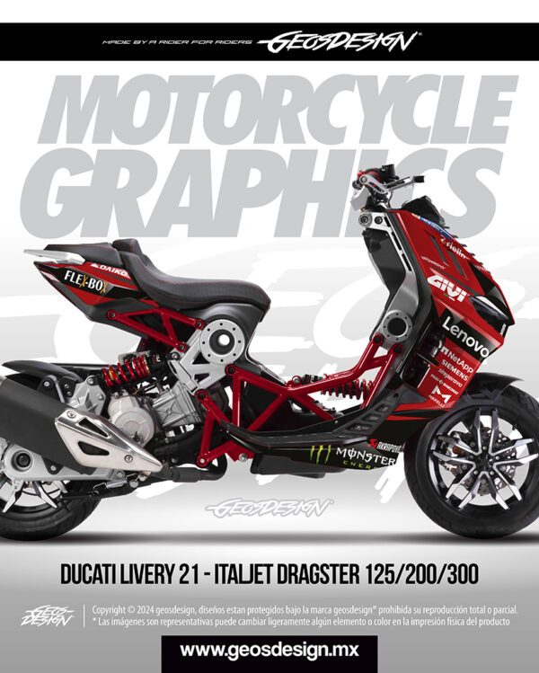 DUCATI LIVERY 21 - ITALJET DRAGSTER 125 / 200 / 300