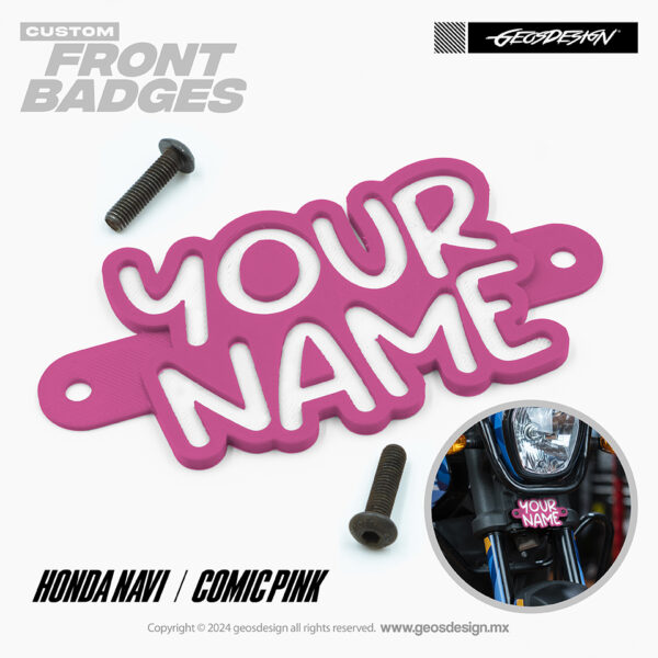 COMIC PINK / EMBLEMA PERSONALIZADO / FRONT BADGE HONDA NAVI