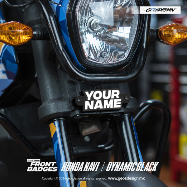 DYNAMIC TYPE BLACK / EMBLEMA PERSONALIZADO / FRONT BADGE HONDA NAVI - Imagen 2