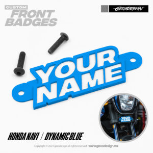 DYNAMIC TYPE BLUE / EMBLEMA PERSONALIZADO / FRONT BADGE HONDA NAVI