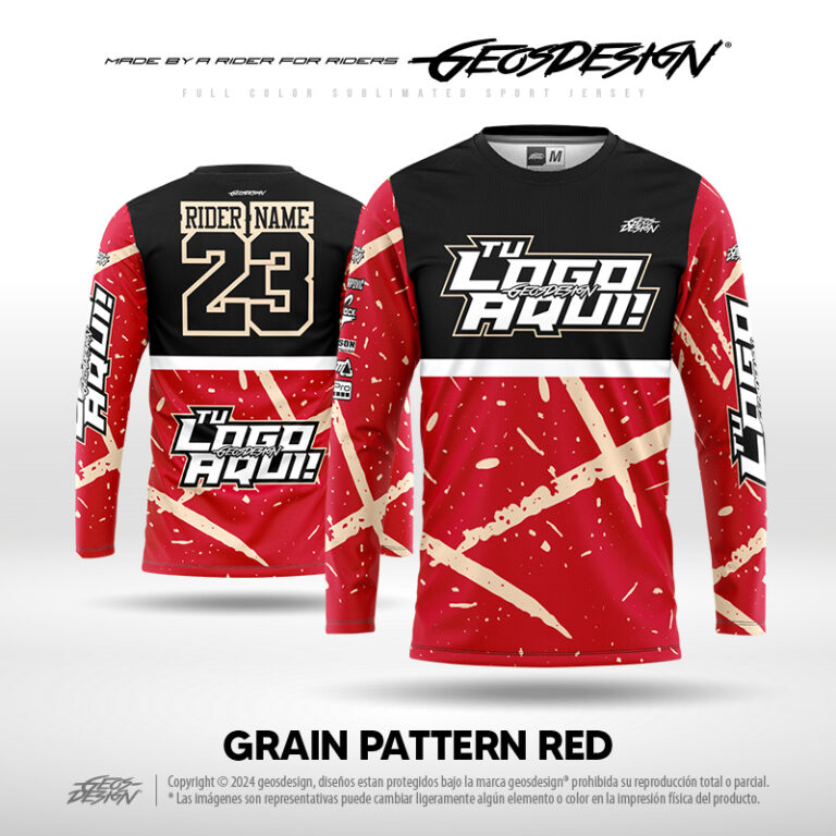 GRAIN PATTERN RED - CUSTOM JERSEY - geosdesign