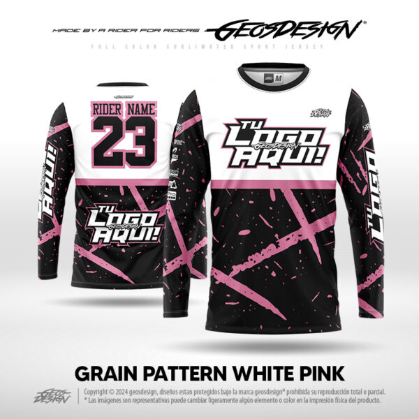 GRAIN PATTERN WHITE PINK - CUSTOM JERSEY