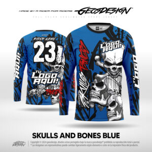 SKULLS AND BONES BLUE - CUSTOM JERSEY