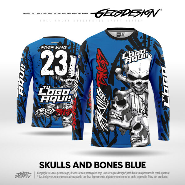 SKULLS AND BONES BLUE - CUSTOM JERSEY