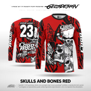 SKULLS AND BONES RED - CUSTOM JERSEY