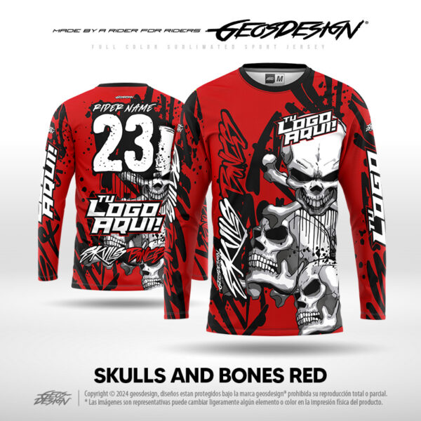 SKULLS AND BONES RED - CUSTOM JERSEY