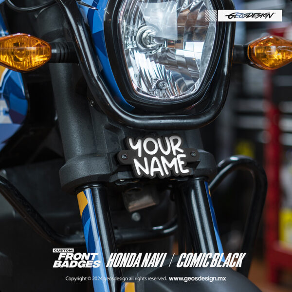 COMIC BLACK / EMBLEMA PERSONALIZADO / FRONT BADGE HONDA NAVI - Imagen 2