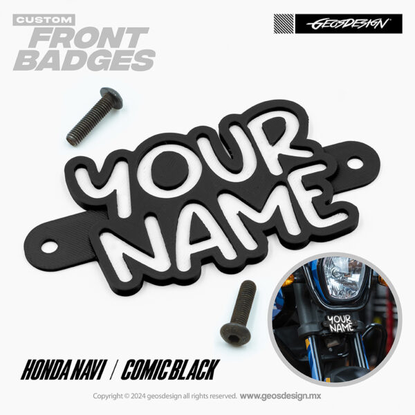 COMIC BLACK / EMBLEMA PERSONALIZADO / FRONT BADGE HONDA NAVI