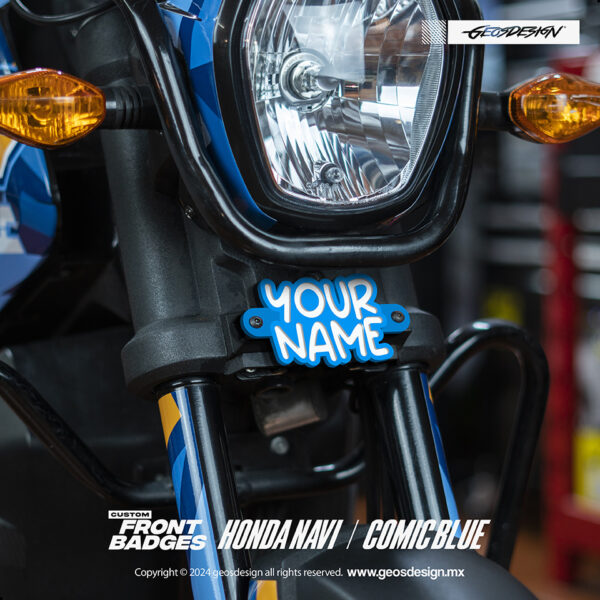 COMIC BLUE / EMBLEMA PERSONALIZADO / FRONT BADGE HONDA NAVI - Imagen 2
