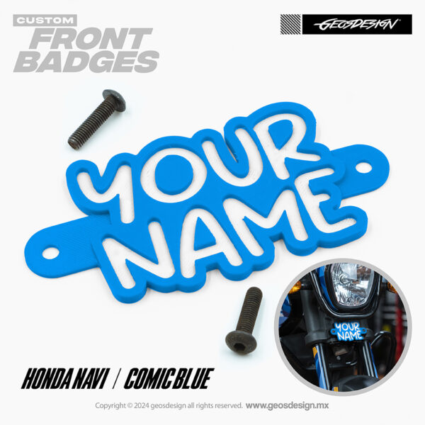 COMIC BLUE / EMBLEMA PERSONALIZADO / FRONT BADGE HONDA NAVI
