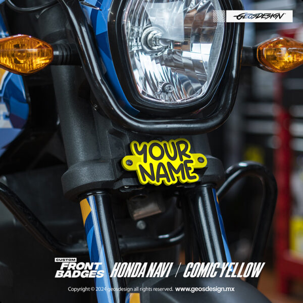 COMIC YELLOW / EMBLEMA PERSONALIZADO / FRONT BADGE HONDA NAVI - Imagen 2