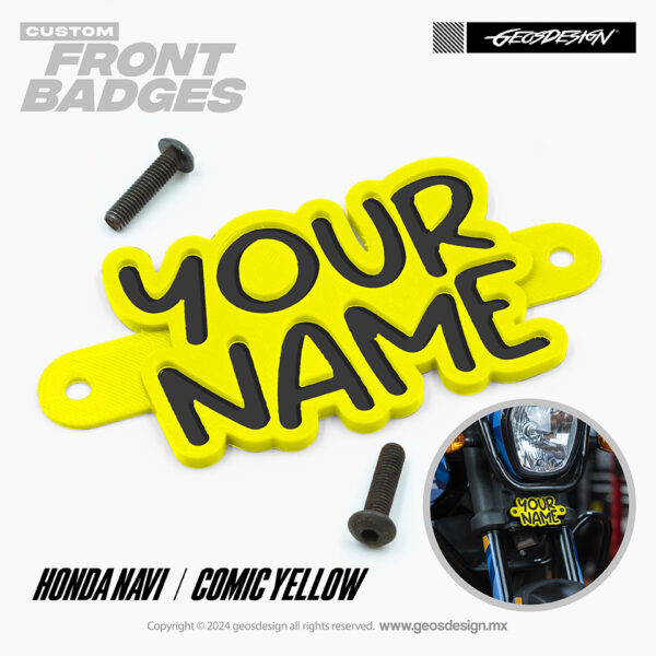 COMIC YELLOW / EMBLEMA PERSONALIZADO / FRONT BADGE HONDA NAVI