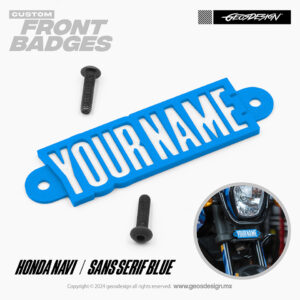 SANS SERIF BLUE / EMBLEMA PERSONALIZADO / FRONT BADGE HONDA NAVI