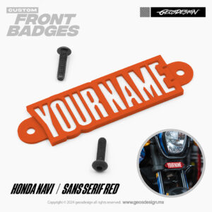 SANS SERIF RED / EMBLEMA PERSONALIZADO / FRONT BADGE HONDA NAVI