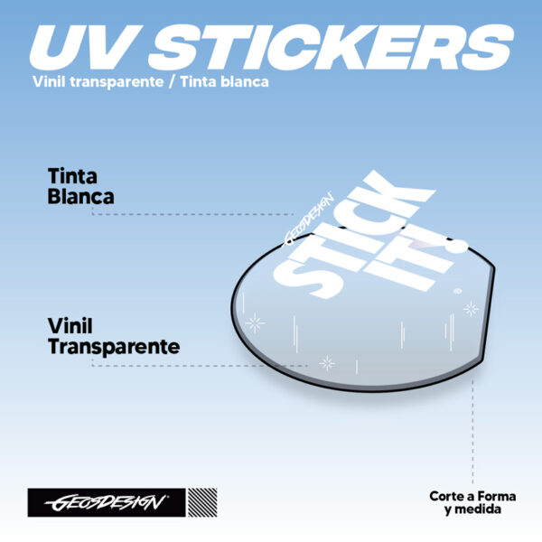 UV STICKERS VINIL TRANSPARENTE + TINTA BLANCA. ( Servicio de Impresión 1 mt2 ) - Imagen 2